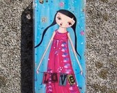 iPhone Skin with protective Case G4 G4S Original art print painting - love heart pink magenta dress
