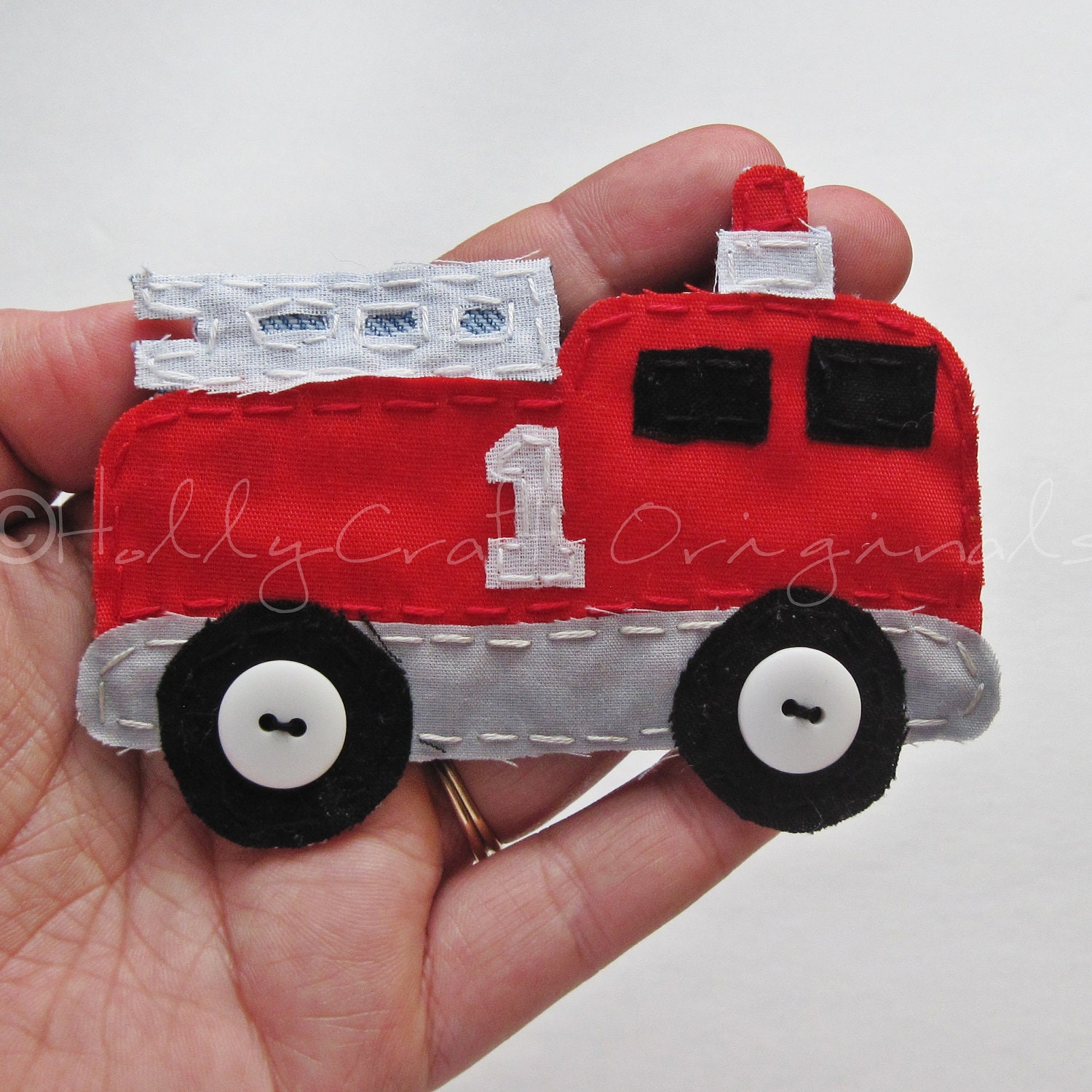Firetruck Applique, Firetruck Scrapbook Embellishment, Firetruck, Firetruck Embellishment, Truck , Fabric FiretruckMade to Order