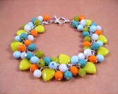 SALE, Silver Charm Bracelet, Spring Sweetheart Bracelet, Colorful Charm Bracelet, FREE Shipping U.S.