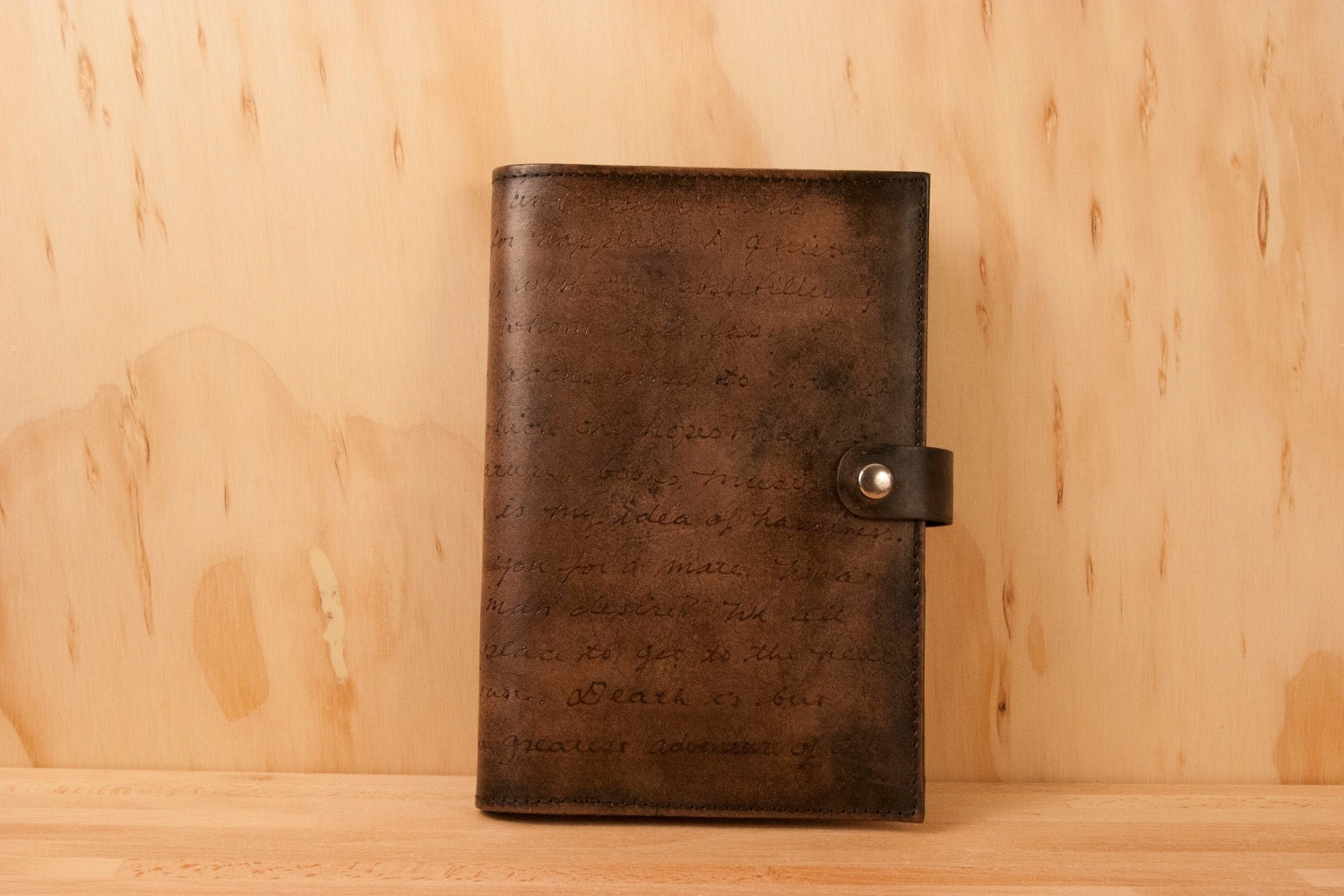 Leather Journal -  Personalized Smokey pattern in antique black