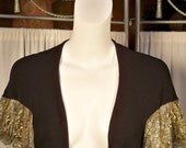 Art Deco Black Shrug / Caplet  With 1920s Metallic Lace Ruffle