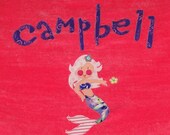 Personalized Large Fuchsia Velour Beach Towel with Name or Word and Mermaid