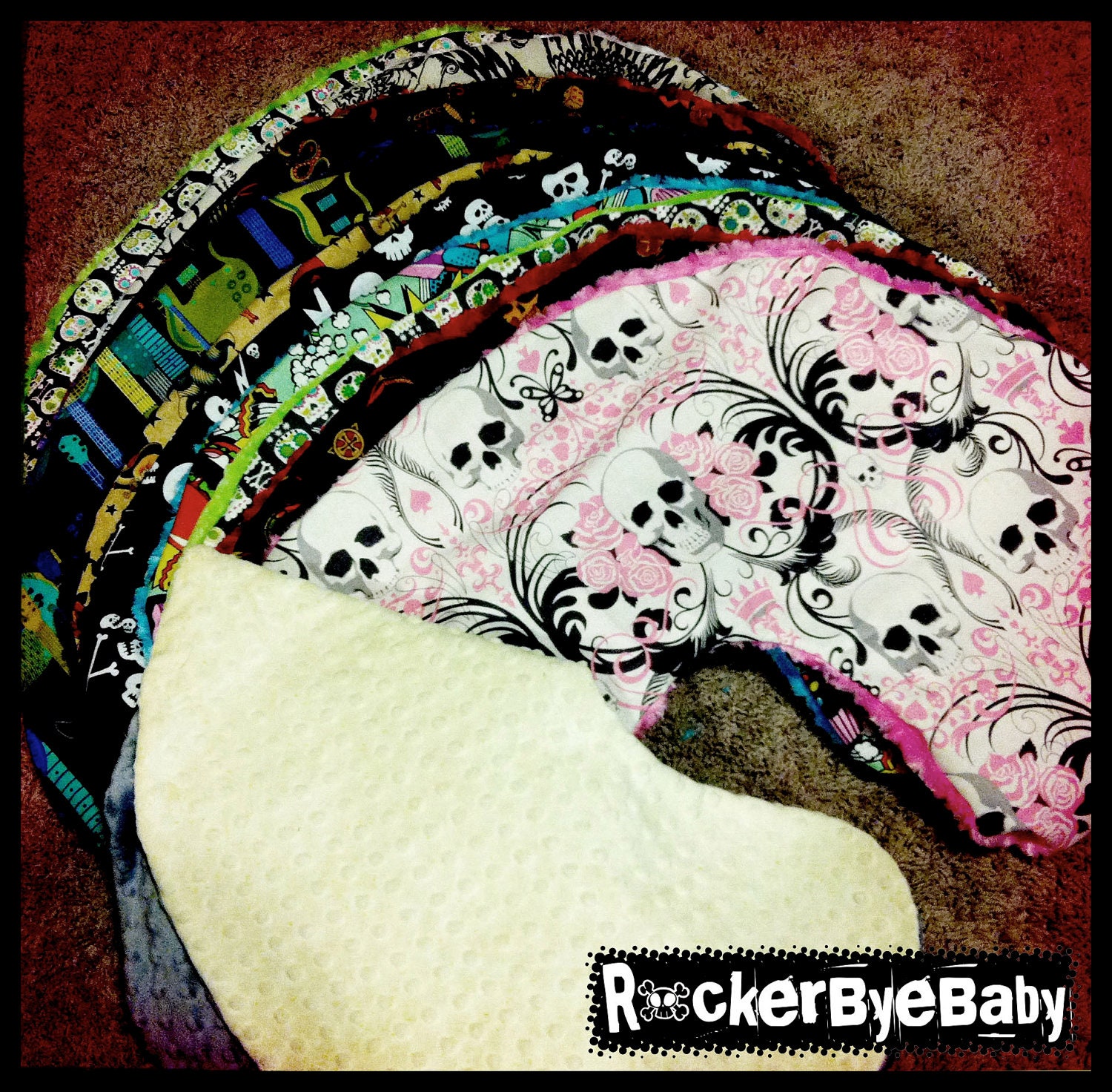 Custom Punk Rock Boppy Cover You choose the fabric and the minky Skulls Guitars Pirates girl boy unisex