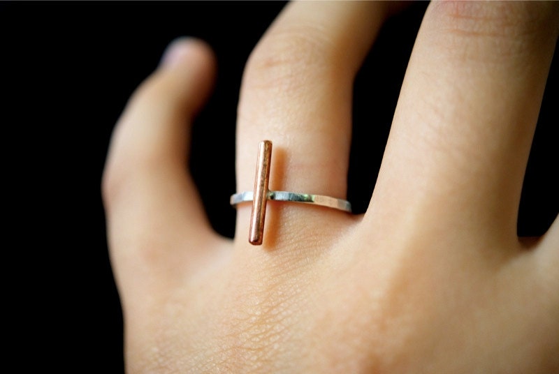 Linear Bar ring in Copper