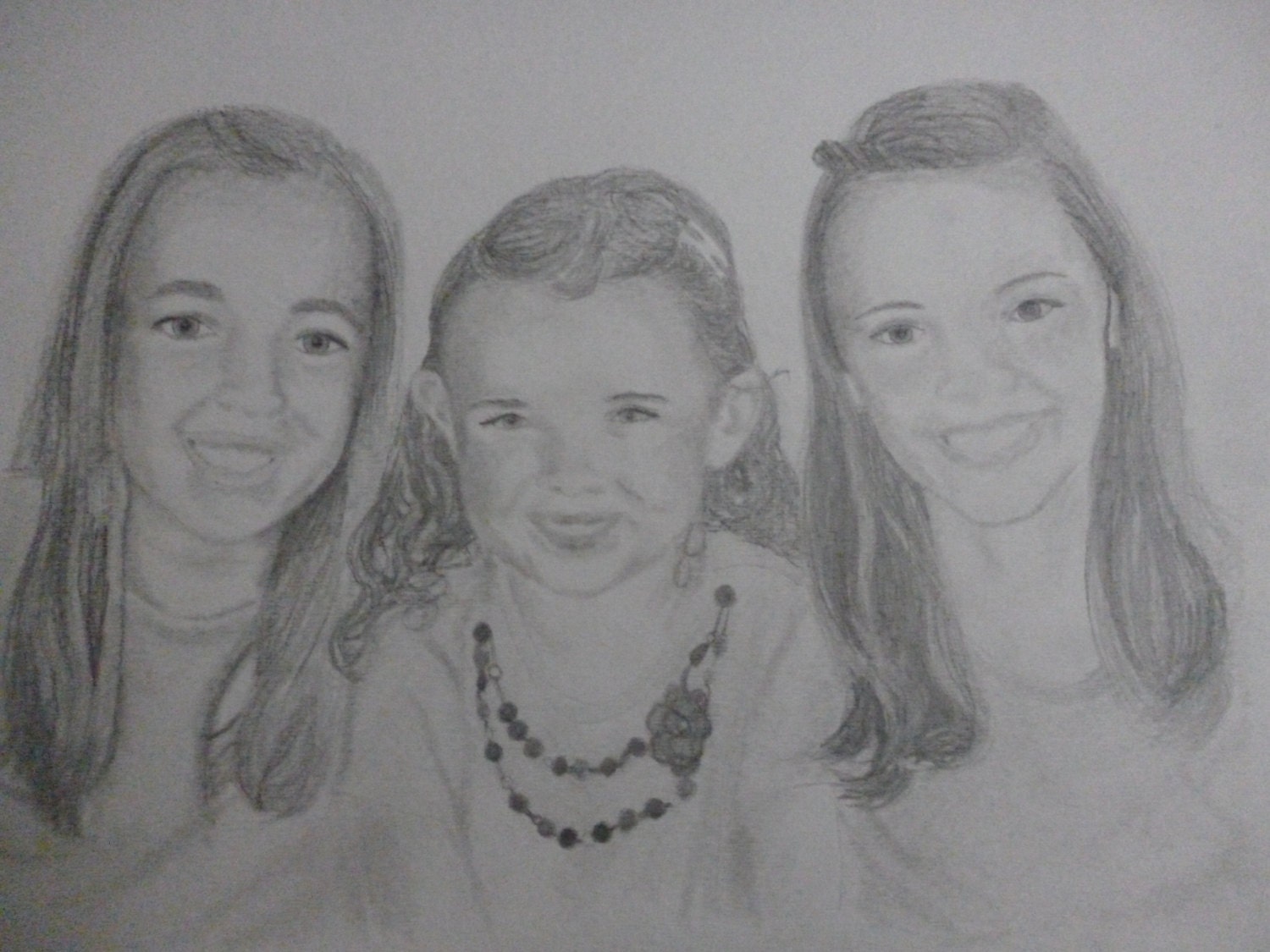 Sisters Love Memorial Drawing 11x15 inches Portrait U Provide Picture by Pigatopia