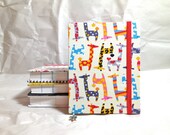 Coptic Stitch Handmade Journal with Elastic Band and Bookmark - Rainbow Giraffes 2