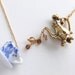 Breakfast Coffee Lariat Necklace, Teapot Gold Jewelry, Blue China Tea Cup, Gift for Her