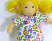 8 inch Waldorf doll's flannel nightgown - bright floral