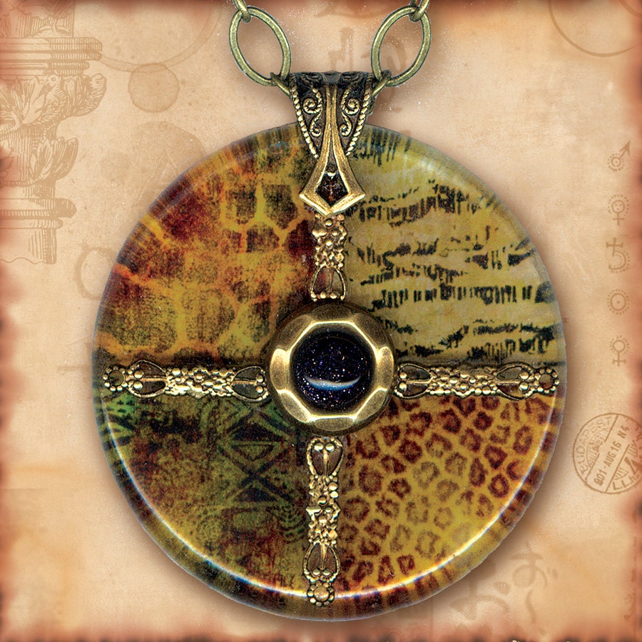 Animal Skin Safari Tribal Charm Glass Necklace - Symbolz- The Ancient Mysteries Collection - Animal Kingdom