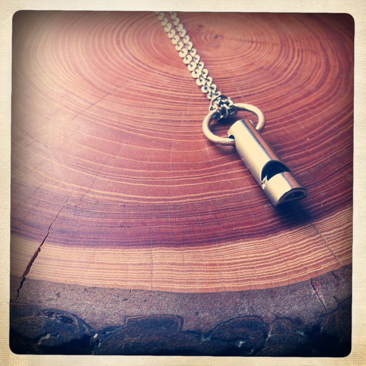 long whistle necklace - silver round