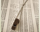 long whistle necklace  - silver square