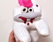 Samsonite-- A Sock Zombie Doll with a Pink Flowery Toehawk