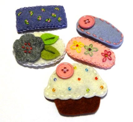 Sale Wool Felt Hair Clips