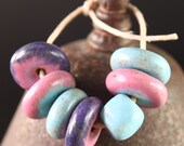 Handmade stoneware ceramic beads Sky Blue & Hyacinth (7)