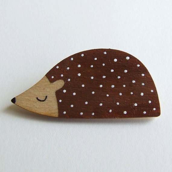 Hand Painted Hedgehog Badge or Pin