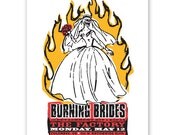 BURNING BRIDES silkscreen Ohio concert POSTER gigposter. Skull, bride, flames. Screenprint.