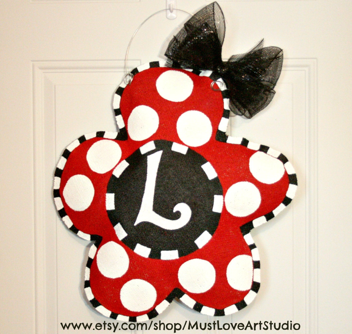 Hand Painted Flower Burlap Door Hanger Decoration Personalized Mother's Day