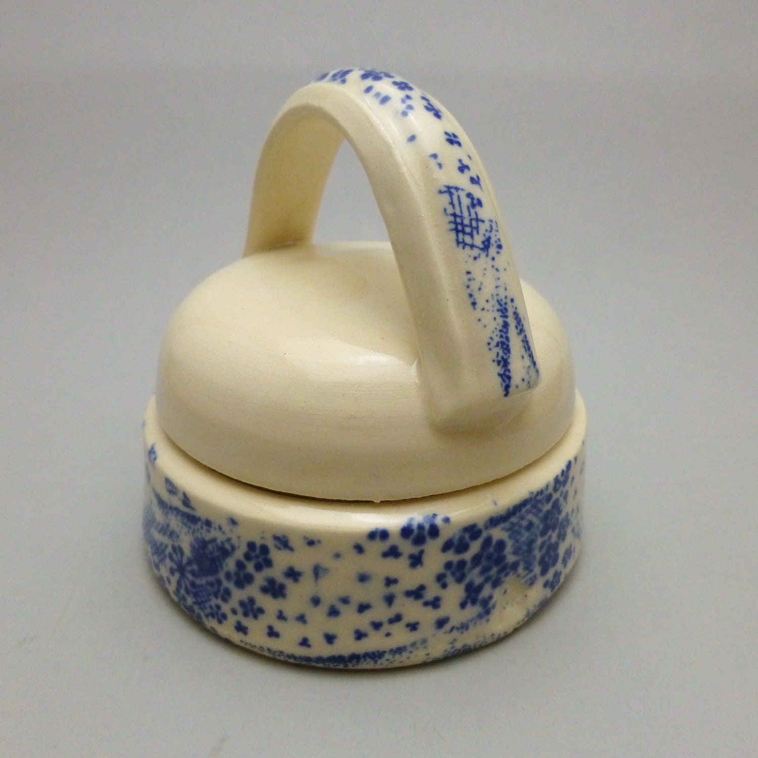 Blue and White Floral Salt Cellar