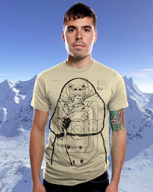 Walrus, Mustache, Animal, Sketchy, Target Practice, Graphic Tee, tshirt, funny tee Creme Available S M L XL 2XL