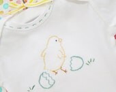 The New Chick - Hand Embroidered Onesie (made to order any size)