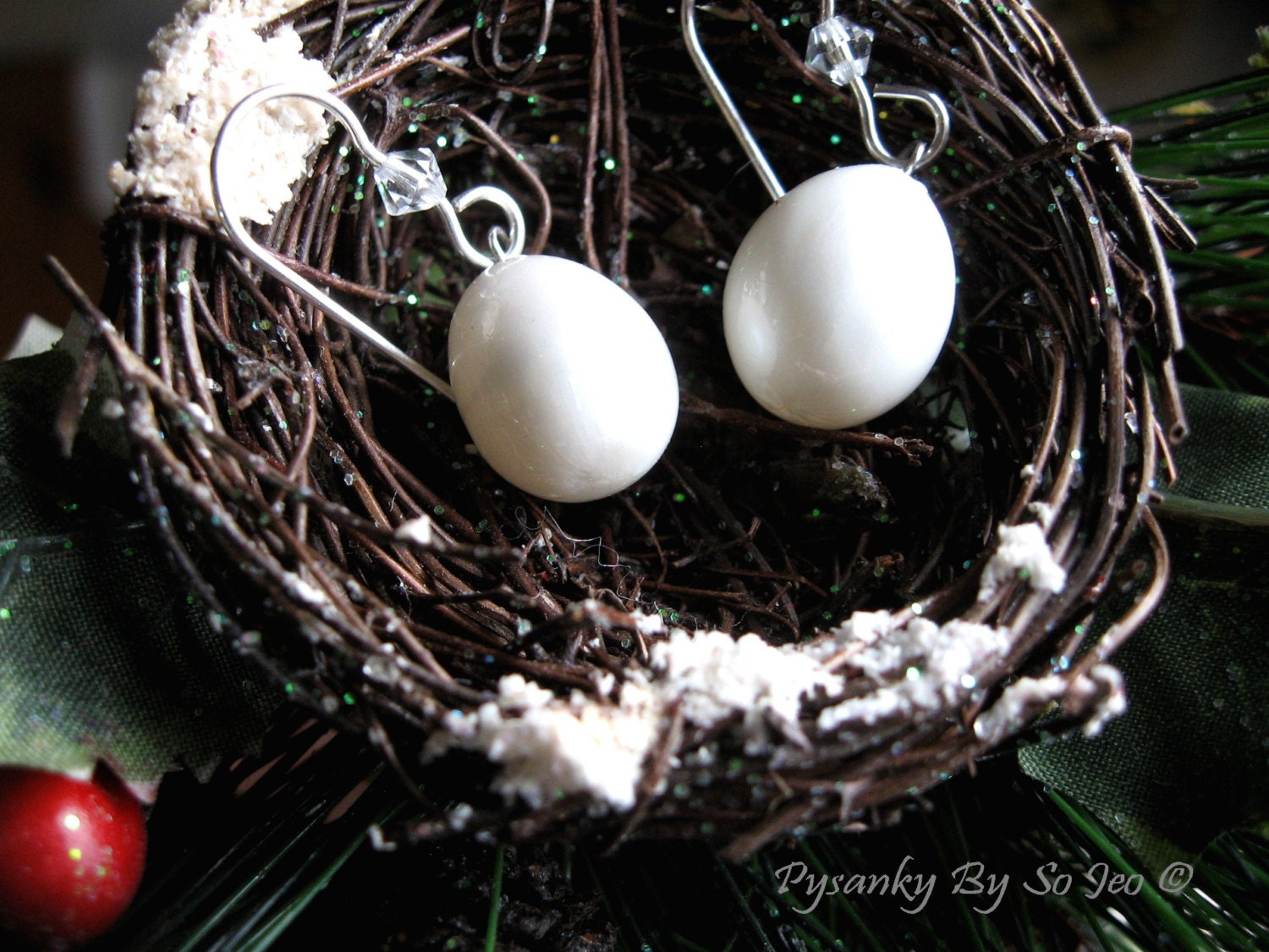 Eco Real Finch Egg Pearl Drop Dangle Earrings by So Jeo EBSQ