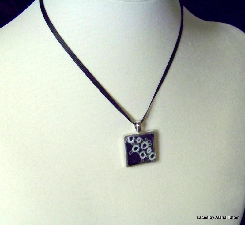 Victorian Square Tatted Lace Pendant