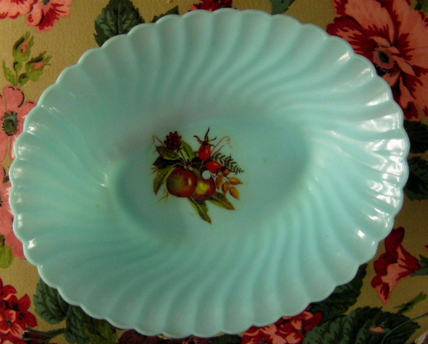 Vintage Turquoise Made in Hong Kong Plastic 50s Bowl FREE SHIPPING