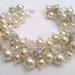 Bridal Jewelry, Wedding, Pearl Bridesmaid Bracelet, Pearl and Rhinestone Bracelet, Cluster Bracelet, Pearl Bracelet, Ivory Pearl Jewelry