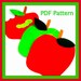 Apple and Worm Apple with a Bite out of It - PDF Pattern - Fall - Quilt Block - No Sew Iron On - Sewing - DIY - Template - Instant Download