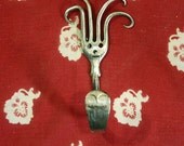 Silver Plate Curly Girl wall hook, re-cycled, up-cycled, found object home decor