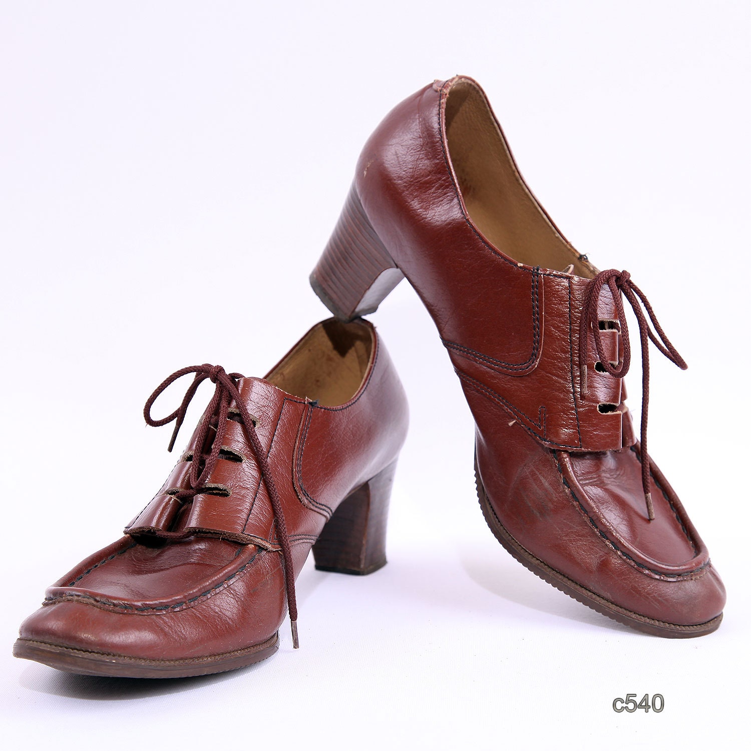Vintage Oxford Loafers/ Chocolate Brown Leather Shoes/ size US 9, Eur 40.5, UK 6.5