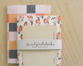 lovely notebooks, blooms and checkers.