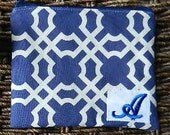 Makeup Zipper Bag Wallet Pouch with Monogram - Choose from 20 organic handmade fabric choices