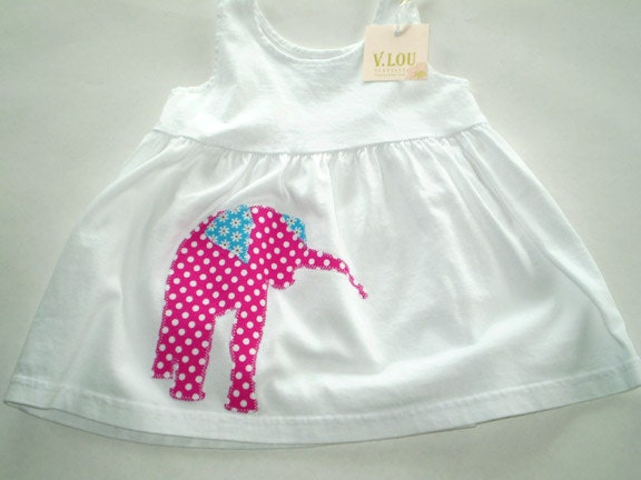 elephant applique dress, summer dress, sundress size 6 months
