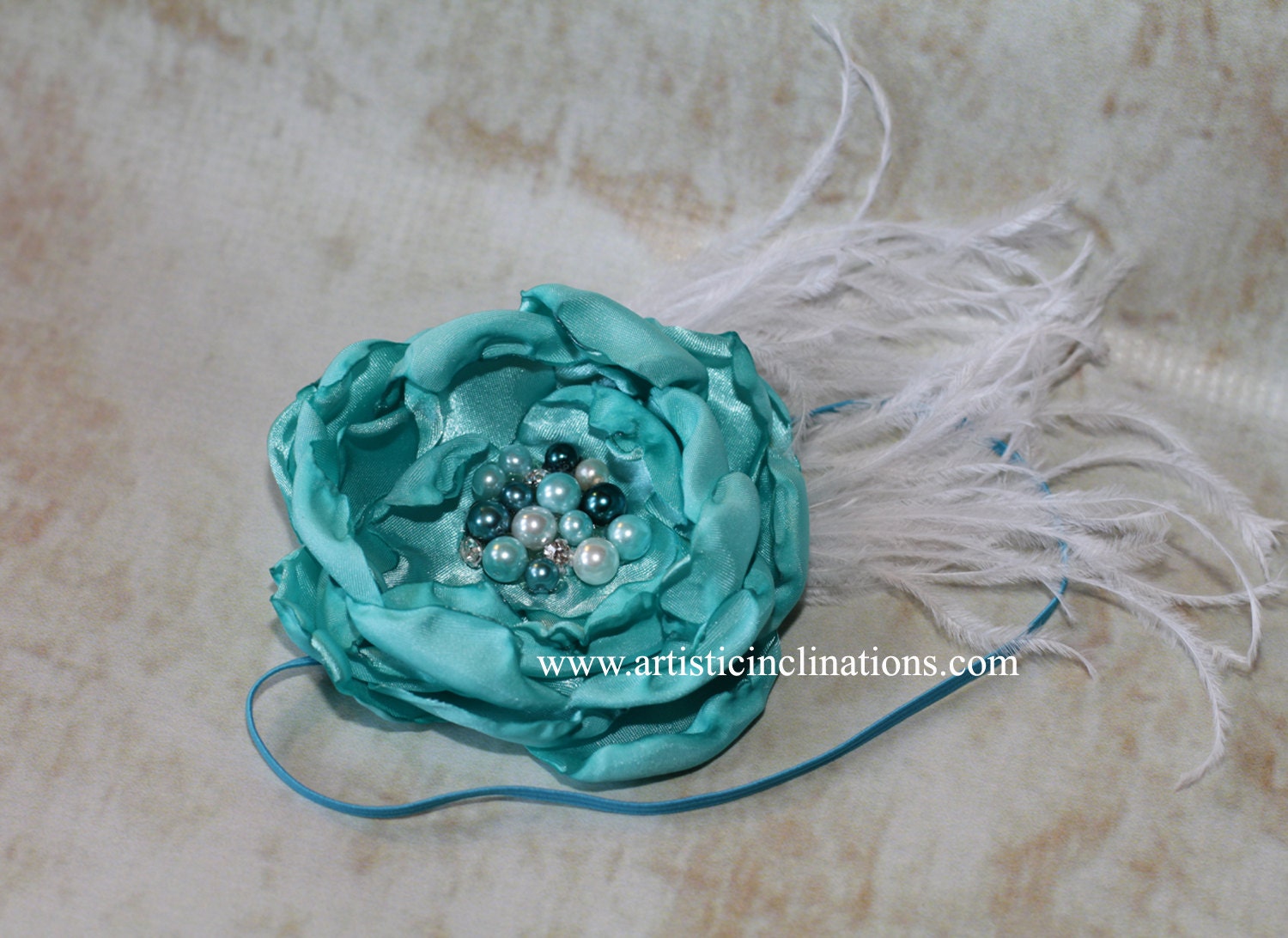Glamour Me Up-  Couture Handmade Girls Aqua Headband