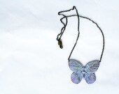 Pastel butterfly necklace / Lilac spring accessory / 18 inch length / statement necklace