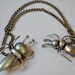 Antique Chatelaine Bug Insect Brooch Pin Ant Beetle Chains Sweater Guard