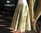 French Lace Batik Circle Skirt - Sage Green - Plus Sizes, Xlarge, Large, Medium, Small