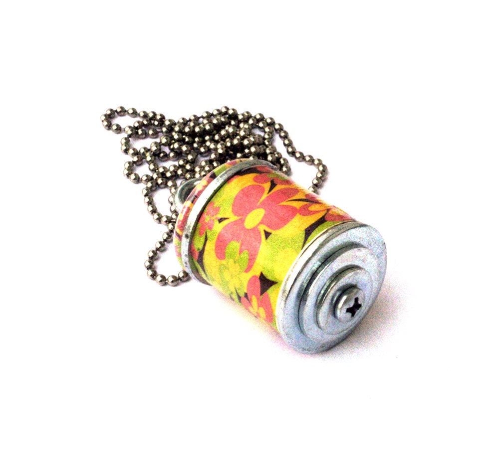 Pink Floral Cork Necklace - Recycled Abstract Jewelry - Wine Cork Jewelry by Uncorked