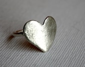Frosted Flat Sterling Silver Heart Ring