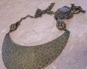 SALE - Antique Bronze Shield Leaf Necklace