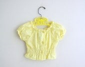Vintage Baby Girls Eyelet Smock Top . Lemon Yellow .  12 months . 1970s 70s