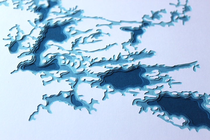 Rainy Lake - original 8 x 10 papercut art