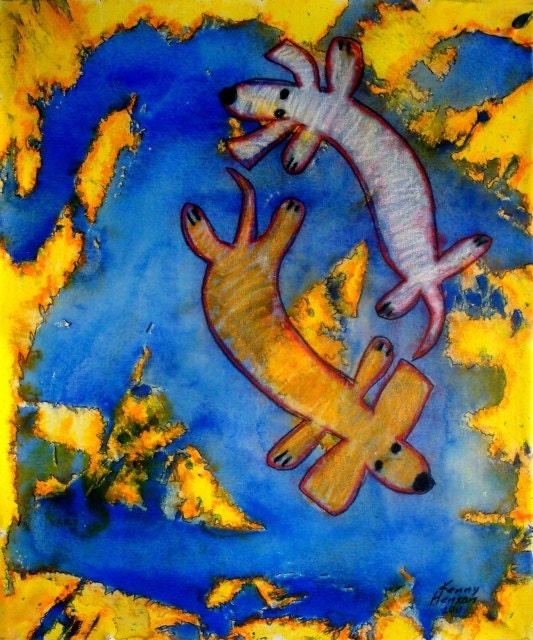 Circle of Wiener Dogs, 16x20 original acrylic painting on canvas