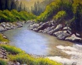 Smith River California, 16x20 original acrylic painting on canvas