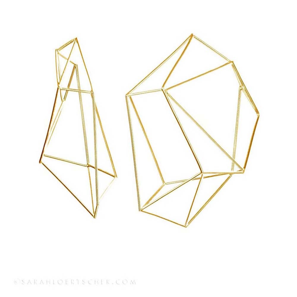 geometric jewelry /// large structure hoops in 18k vermeil (gold)