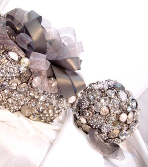 Brooch Pomander Style Bouquet for Flowergirls-Bezeled N Blinged Collection by Marayah