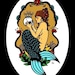 Victorian MERMAID Art Old School Tattoo Print  8 x 10