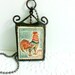 Vintage Stamp Necklace, Rooster Stamp Necklace, Soldered Stamp Pendant, Stamp Jewelry, Vintage Stamp Pendant, Quirky Eclectic Jewelry