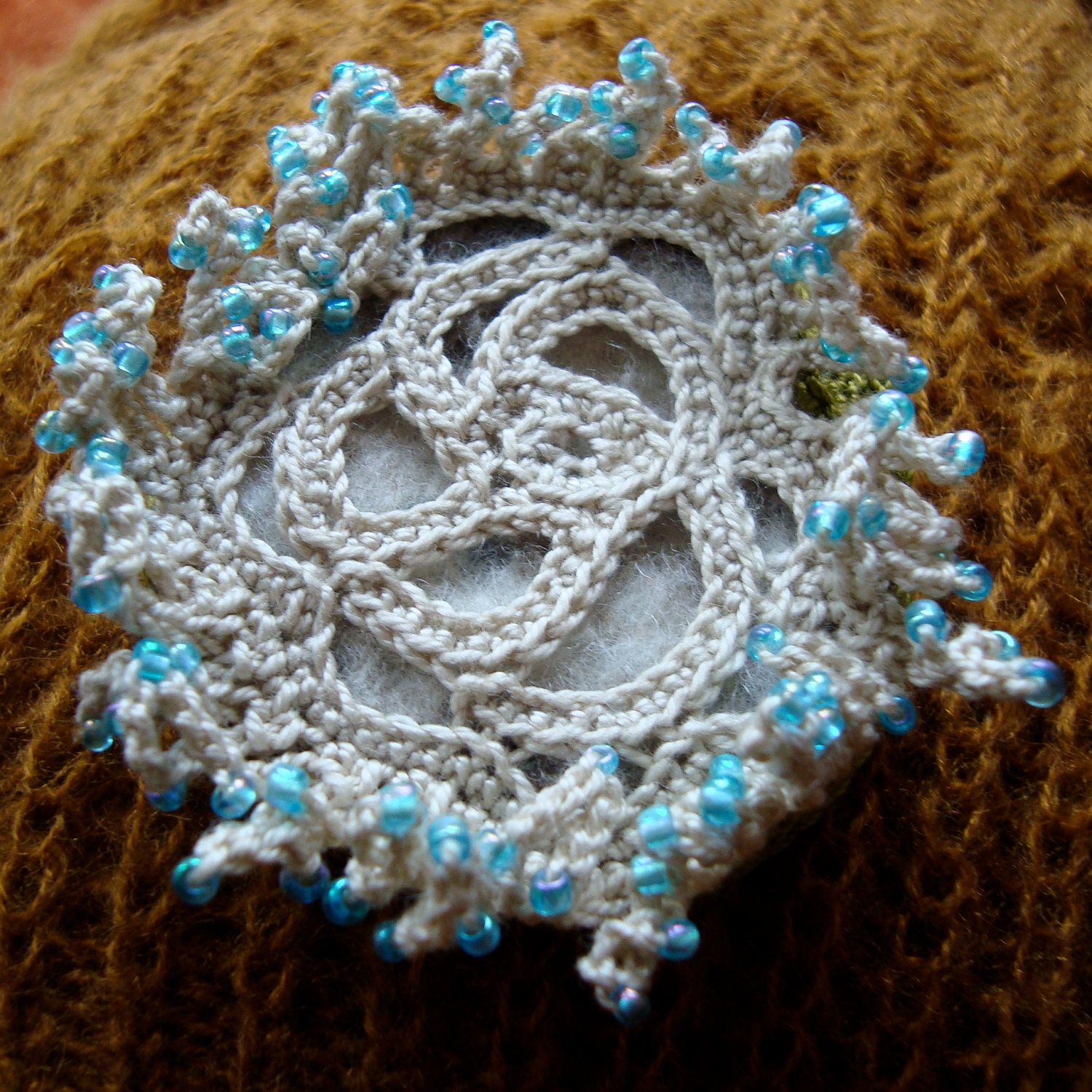 Medusa freeform crochet brooch
